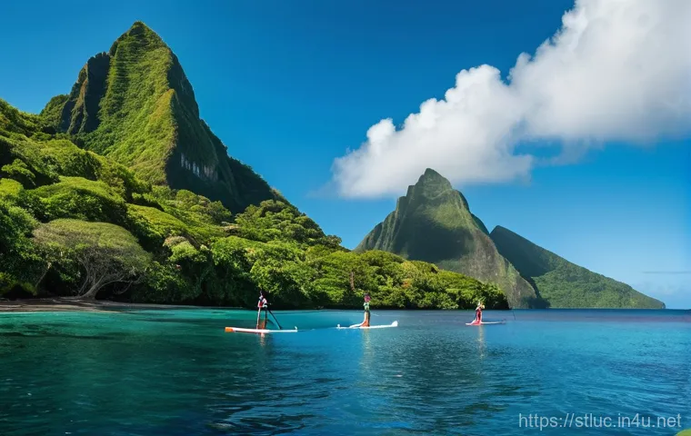 세인트루시아 해양 보호 구역 - **Prompt 1:** A vibrant underwater scene in Saint Lucia's Soufriere Marine Management Area. Crystal-...